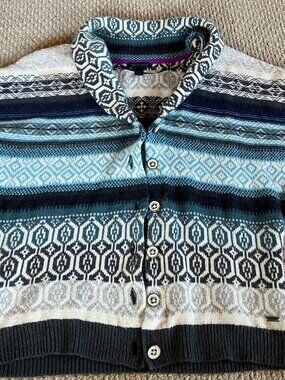 TOMMY HILFIGER Short Sleeve Dolman Cardigan Sweater Nordic Med Shawl Collar